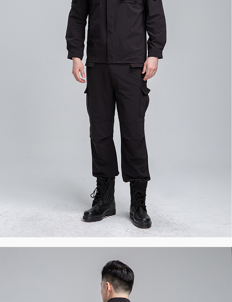 祥盾新品短袖速干衣套装特勤战作训保安服教官救援弹力高品黑蓝色