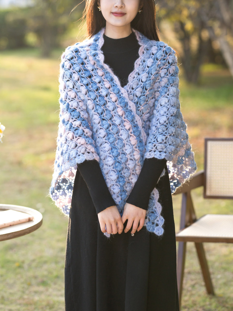 苏苏姐家贝壳披肩diy编织钩针衣服毛线团自制材料包