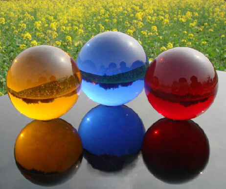 4cm水晶球流水喷泉小假山彩色玻璃球弹珠鱼缸装饰风水轮招财摆件