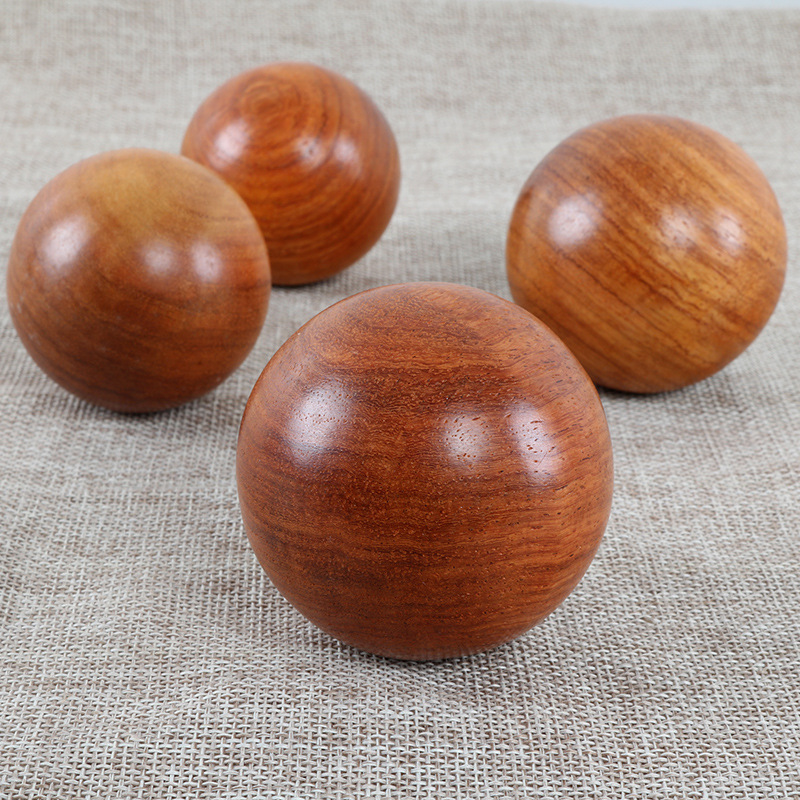 实木健身球手球 一对 中老年人 活络保健球 花梨木实心按摩球把玩