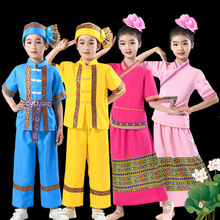 儿童傣族舞蹈服少数民族服装西双版纳表演服男女童泼水节演出服装