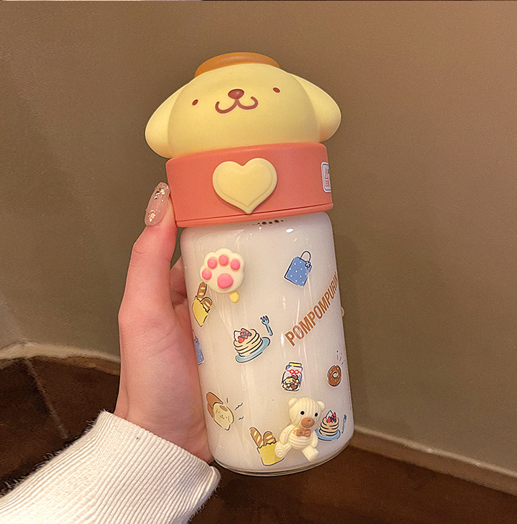 Cute Sanrio Clow M Water Cup Girl Good-looking Glass Portable Compact Student High Temperature Resistant Cup New