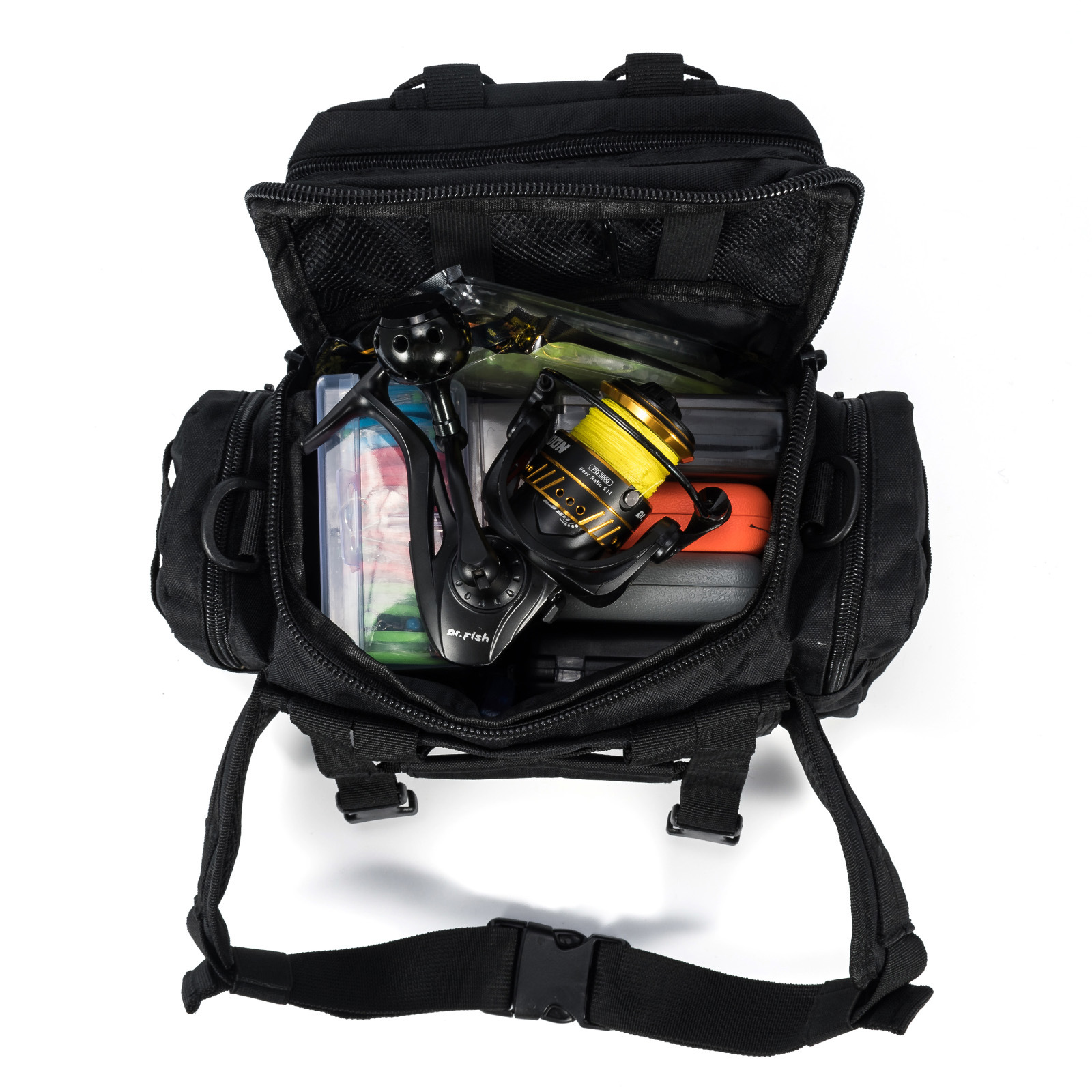 新款多功能路亚包防水耐磨户外垂钓单肩斜挎腰包大容量鱼竿渔具包