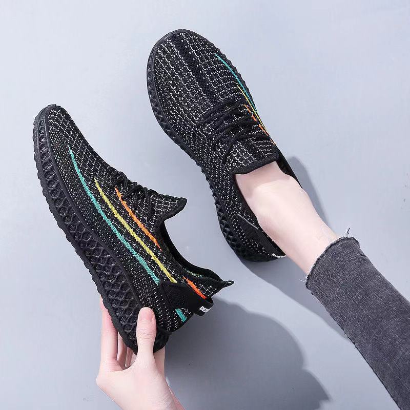 Women's Shoes Spring and Summer 2023 New Fly-Knit Sneakers Korean Fashion Casual Running Mesh Surface Lightweight Women's Coconut Shoes