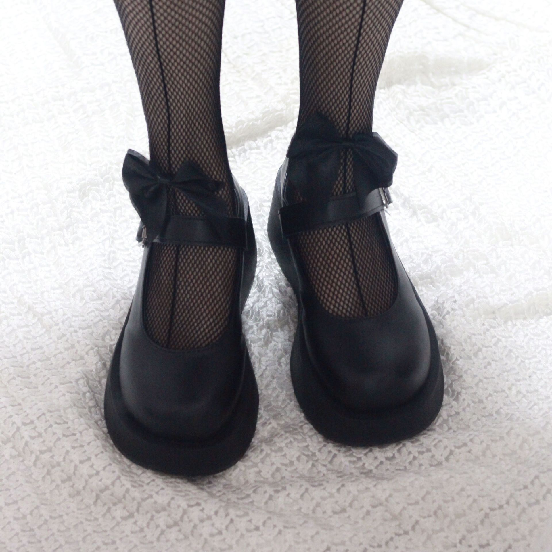 黑色渔网袜黑丝ins蝴蝶结性感镂空显瘦连裤袜辣妹暗黑jk网格穿搭