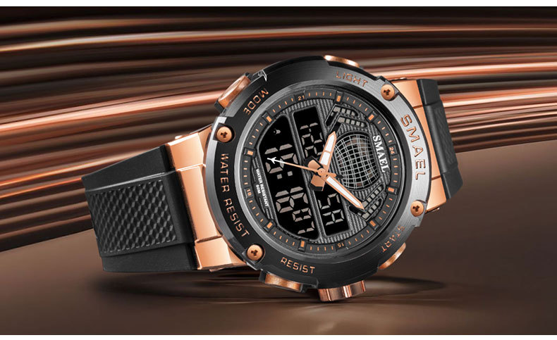 smael斯麦尔8032男表防水led双显运动手表户外夜光计时男士电子表