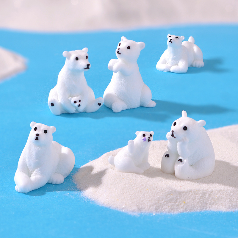 新款呆萌北极熊微景观园艺雪景造景小摆件圣诞小熊水晶球装饰配件
