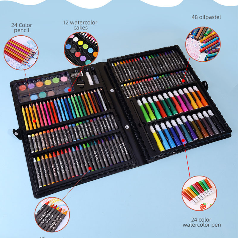 June 1 168 Set Stationery Color Lead Wax Crayon Oil Pastels Watercolor Pen Painting Children's Day Gift Set