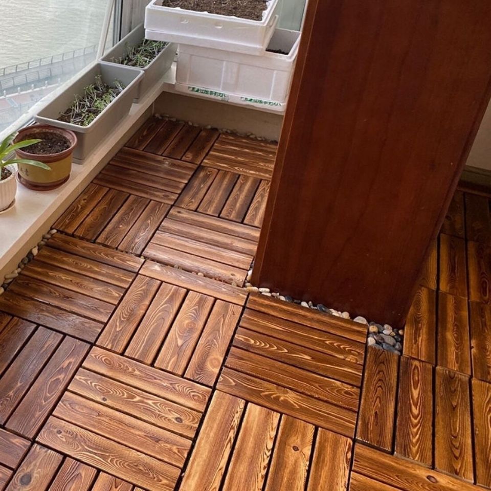 室外防腐木地台脚踏自铺阳台改造拼接防腐木露台自己庭院铺设