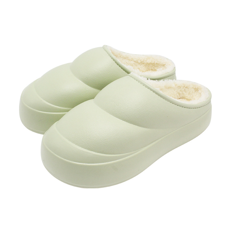 Thick Waterproof Cotton Slippers Women's Soft Bottom Shit Feeling Cotton Slippers Packing Root Thick Bottom and Warm Keeping Confinement Shoes Household Wholesale