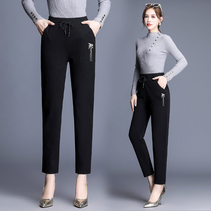 春季女裤松紧腰直筒休闲妈妈裤40岁50岁中年女春秋长裤宽松裤子女