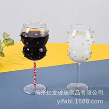 创意高颜值可爱艺术感彩色宝石酒杯彩点玻璃杯糖豆减压礼物高脚杯