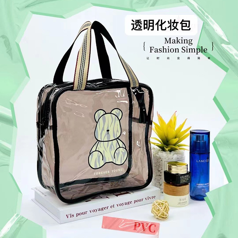 Transparent Cosmetic Bag Portable Transparent Cosmetic Bag Semi-Shaped Large Capacity Cosmetic Bag Beach Wash Bag in Stock