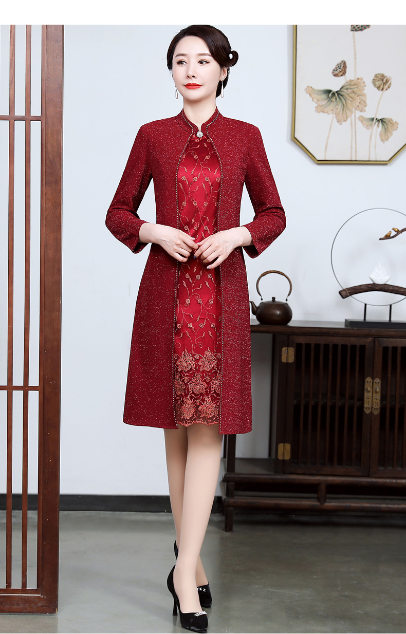 2021春装新款嫁女儿婚礼新娘妈妈礼服洋气喜婆婆婚宴装大码连衣裙