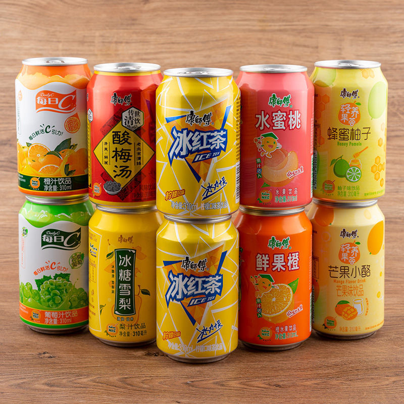 康师傅冰红茶310ml罐装整箱每日c橙汁葡萄水蜜桃冰糖雪梨饮料饮品
