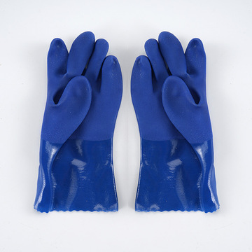 双利蓝耐油手套 耐油耐酸碱耐磨机械劳保手套化工防护磨砂手套