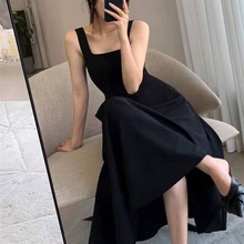 黑色连衣裙女2024年夏季新款宽松显瘦性感迷人黑色内搭吊带小礼裙