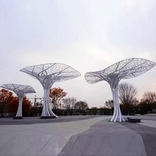 不锈钢树形廊架雕塑户外抽象镂空树叶售楼部广场创意金属景观