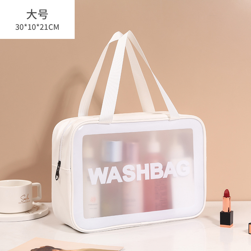 New Transparent Cosmetic Bag Six-Piece PVC Personal Hygiene Bag Swimming Bath Bag Beach Bag Internet Celebrity Pu Frosted Bag