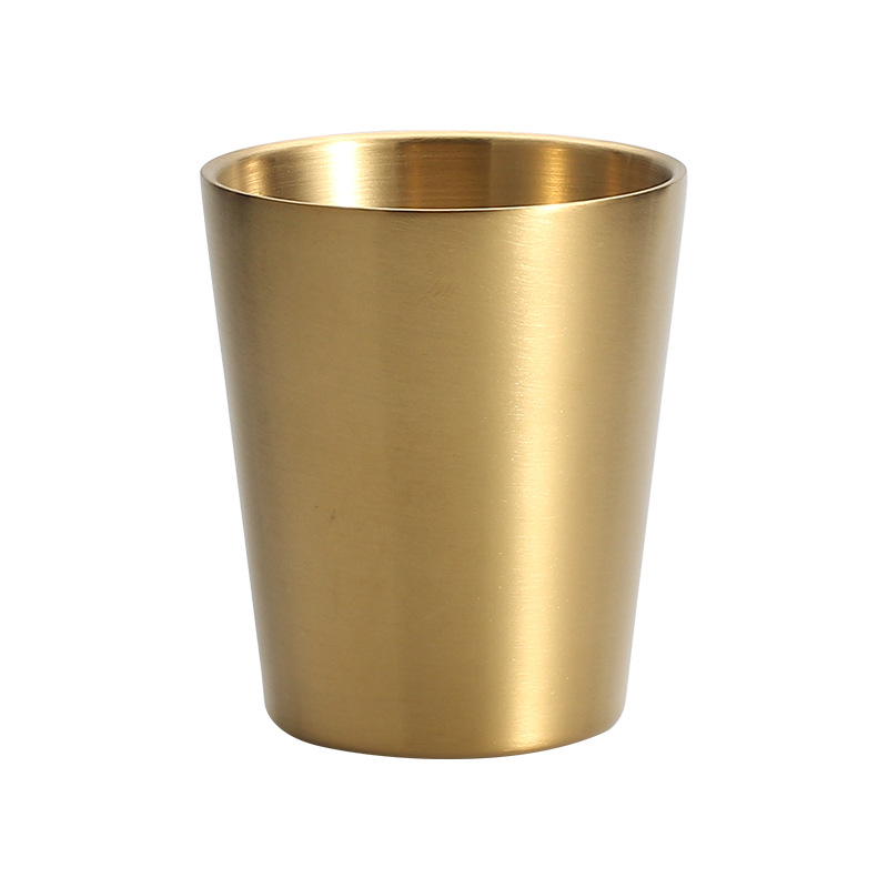 304 Stainless Steel Wine Glass Korean Beer Cup Coffee Cup Adult Mark Water Cup Lettering Double-Layer Golden Beaker