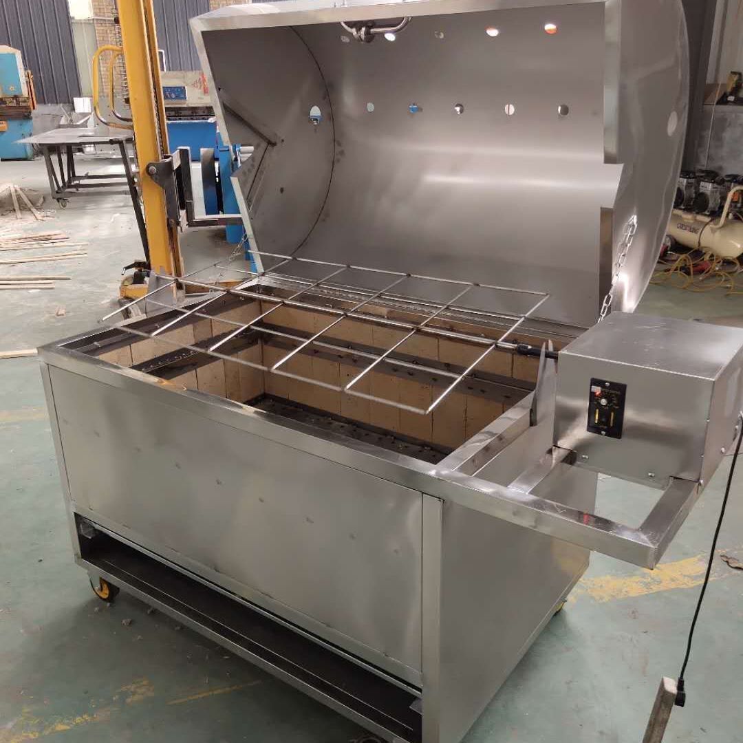 全自动旋转翻转商用无烟电动燃气烤全羊炉子木炭烤羊腿羊排一体炉