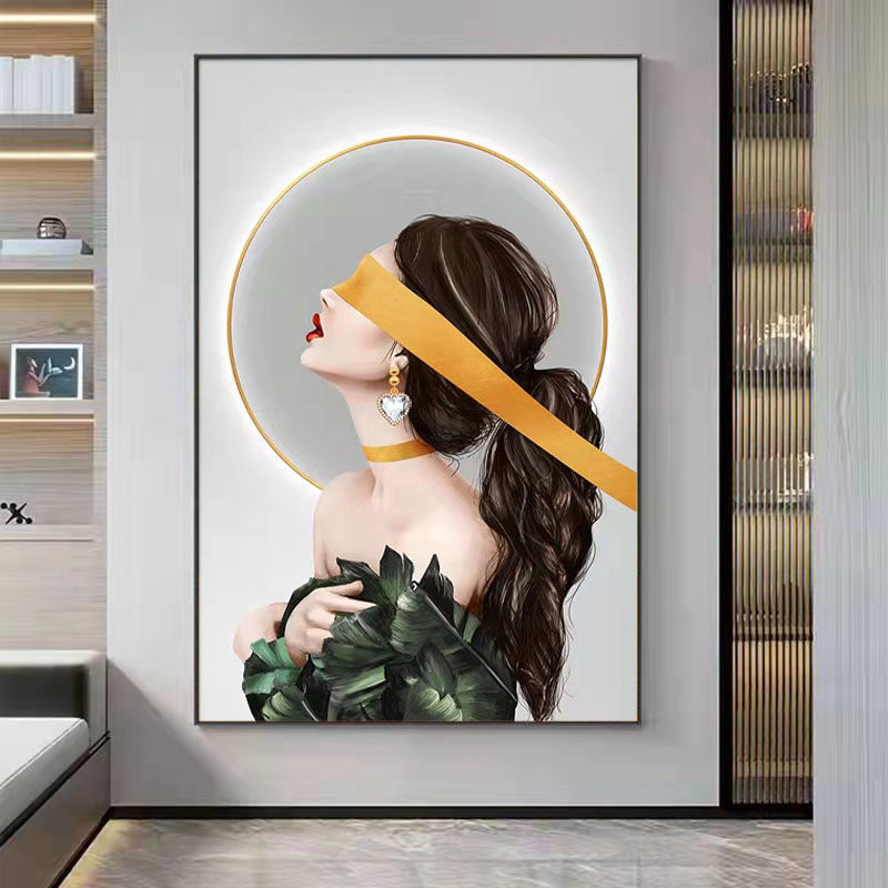 现代简约玄关装饰画个性人物美女过道走廊挂画北欧客厅背景墙壁画