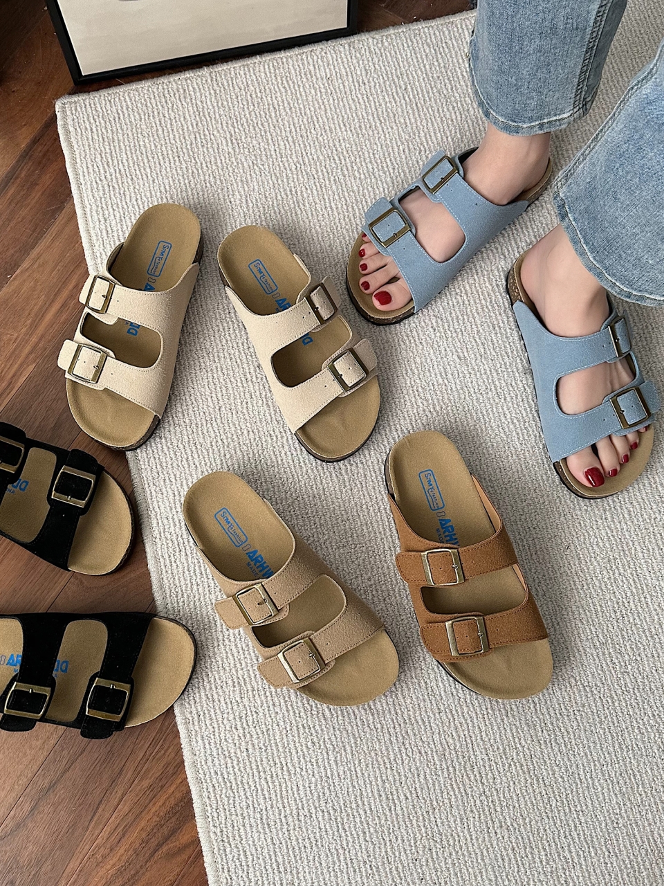 勃肯凉鞋女夏季外穿时尚2024年新款百搭复古软底沙滩一字凉拖鞋子