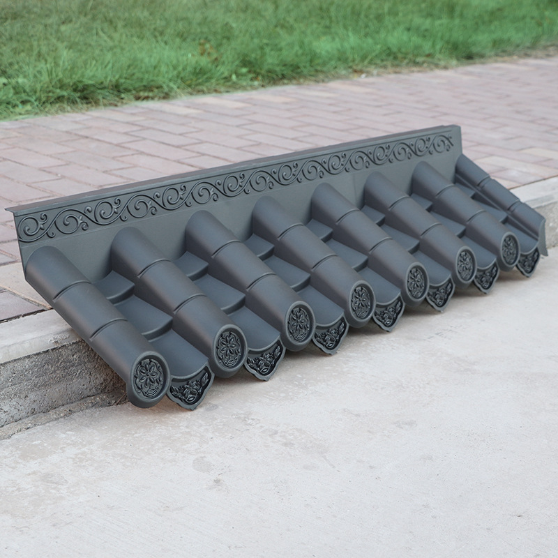 110*30cm塑料单面一体仿古树脂瓦防水装饰瓦新中式pp滴水檐屋檐