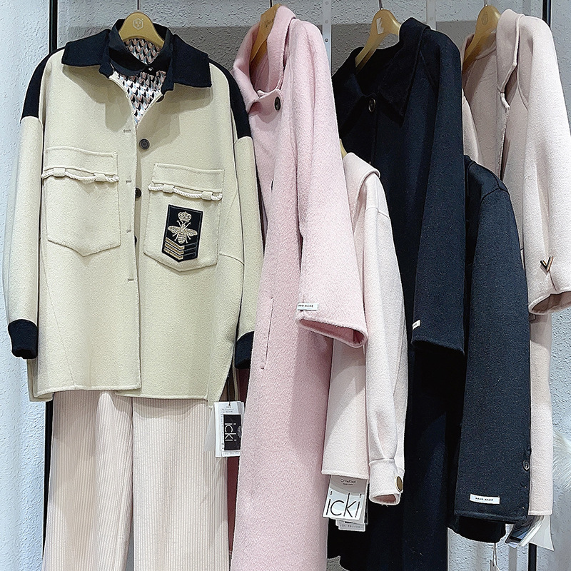 专柜肤色高档韩版女装歌曼莉2020年秋冬大衣品牌折扣女装尾货批发