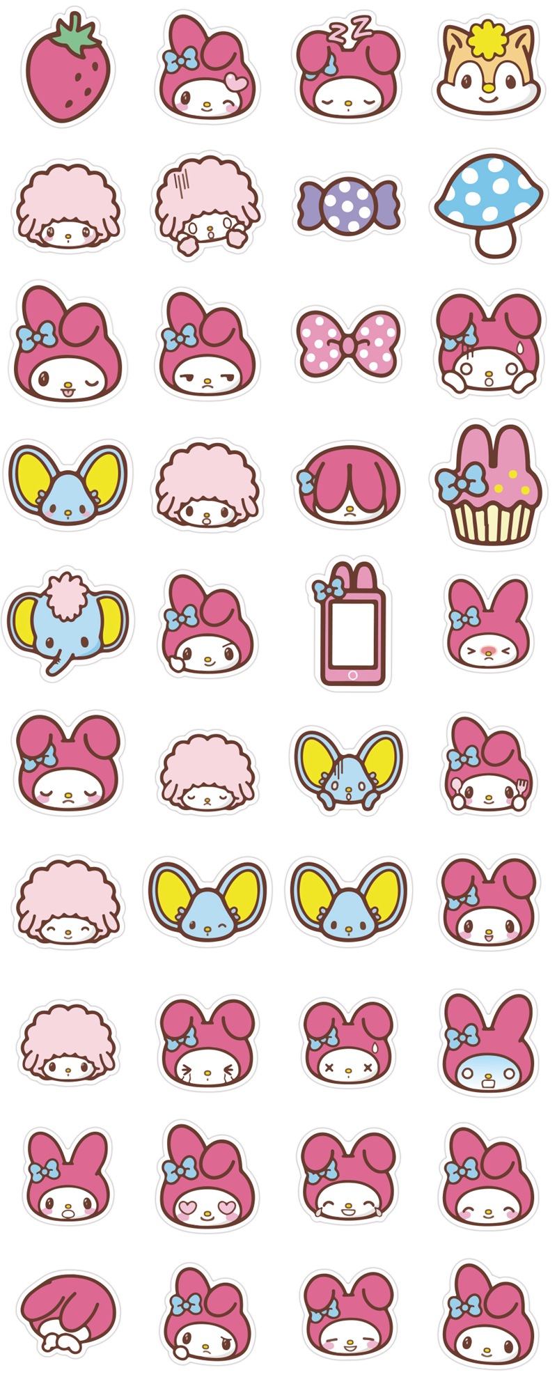 美乐蒂贴纸 日本卡通可爱小兔子手账素材 儿童水杯手机壳手帐贴纸