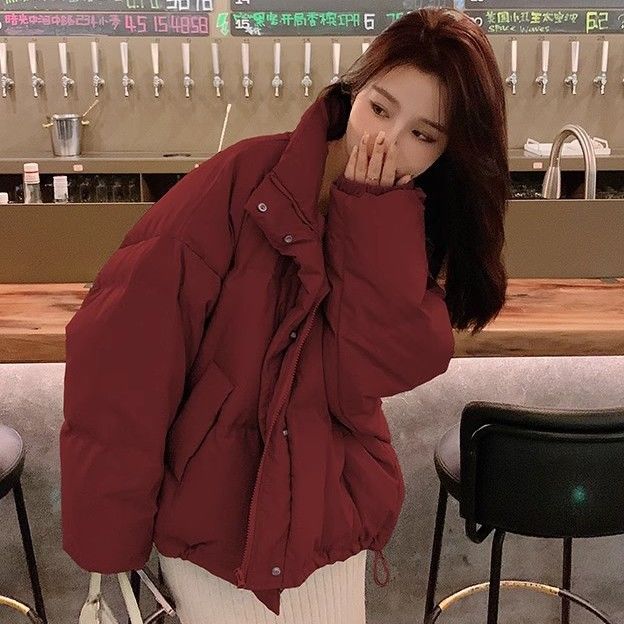 小清新气质抹茶绿宽松显瘦羽绒棉衣棉袄女士加厚保暖款棉服棉外套