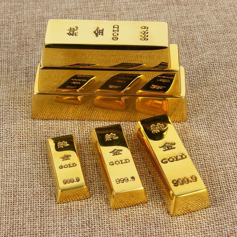 聚财装饰道具装饰品礼品客厅摆件实心金块仿真黄铜小金条供奉摆设