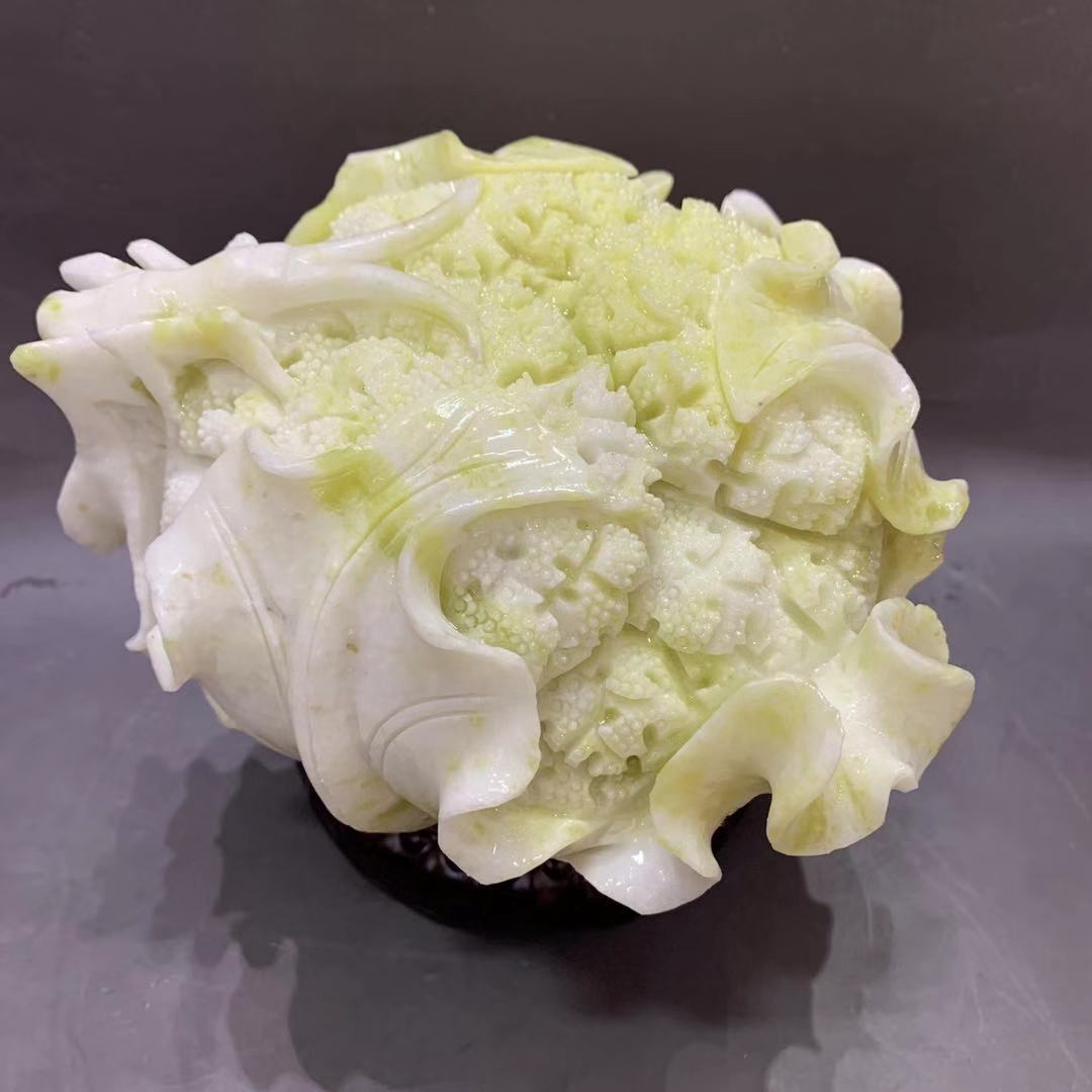玉雕工艺品岫玉白菜摆件包包菜酒柜办公桌玉石摆件饰品一件代发