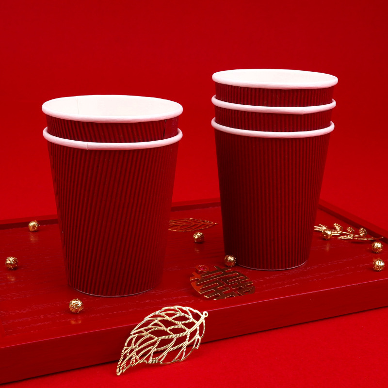 Wedding Paper Cup Thickened Wedding Disposable Wedding Cup Festive Wedding Red Paper Cup Wedding Supplies Collection