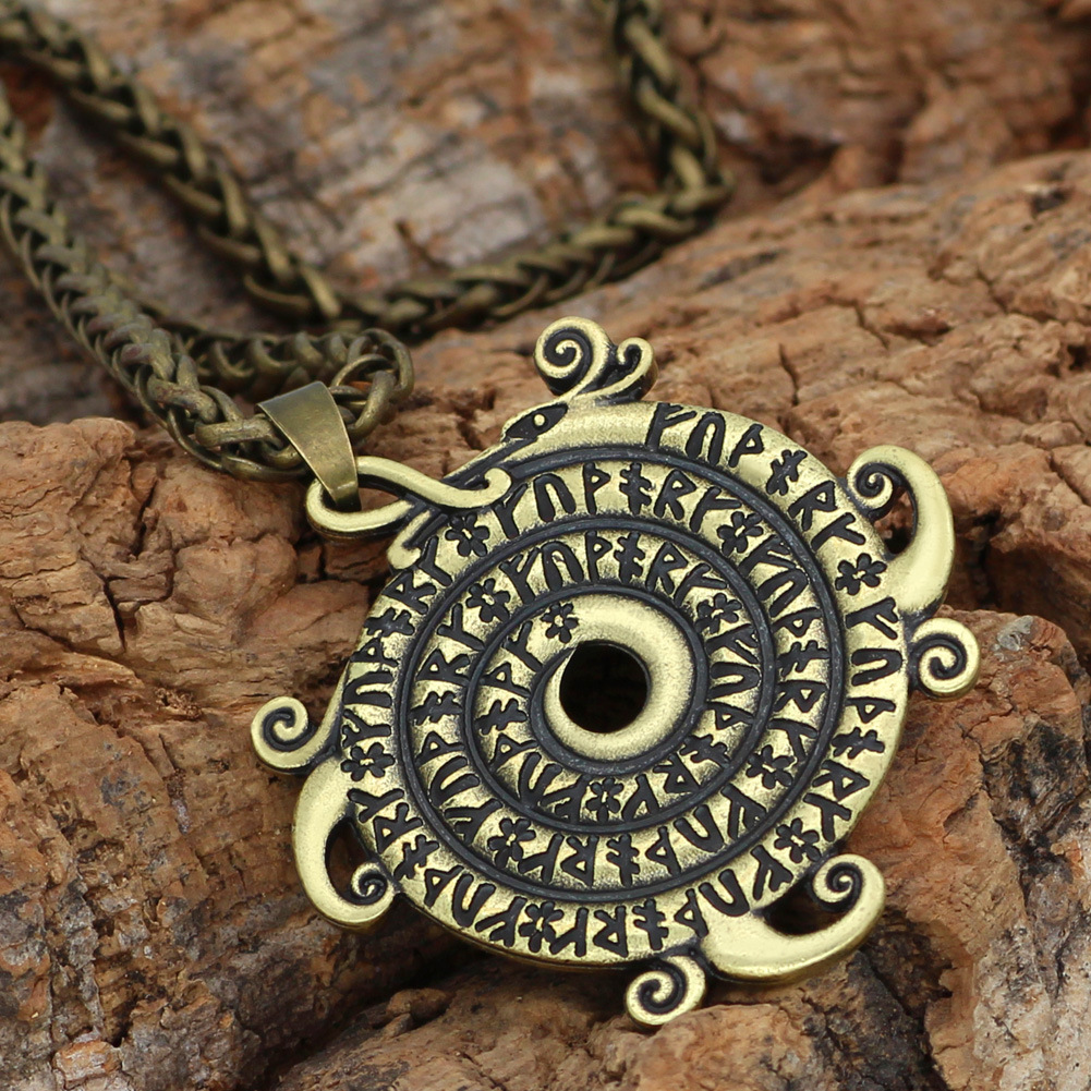 外贸爆款维京符文字母吊坠项链男女士情侣款护身符饰品配饰毛衣链