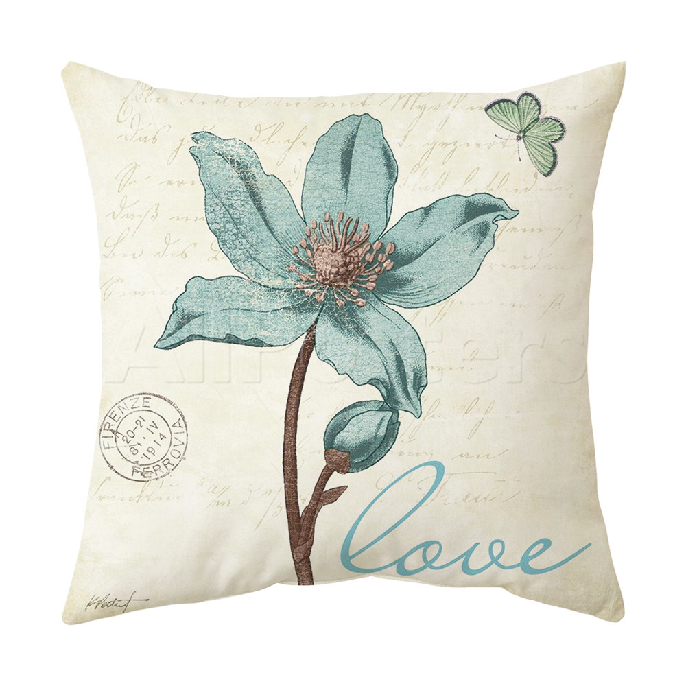 Amazon New Nordic Simple Ink Flower Linen Pillow Cover Cross-Border Pillow Combination Set Household Supplies