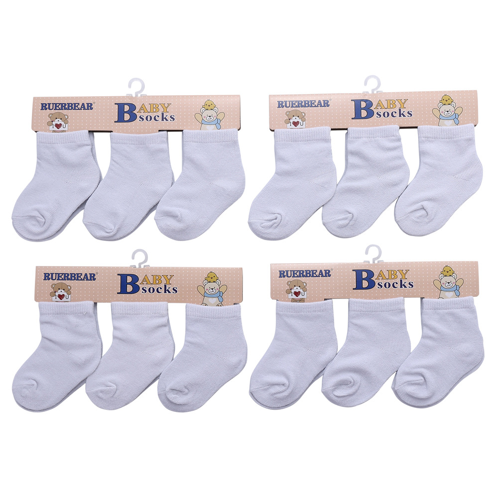 foreign trade solid color white breathable baby newborn baby socks new spring and autumn boys‘ girls short socks