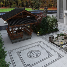新中式防滑室外别墅院子庭院地砖拼花门厅入户地铺石石英砖12厚