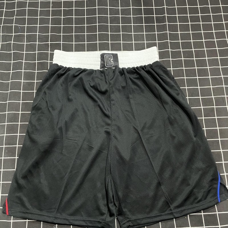 快船队球裤 保罗乔治 伦纳德 短裤 城市拉丁黑色裤子 白色蓝色