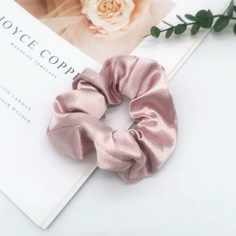 Europe and America Cross Border Hair Accessories Solid Color Satin Large Intestine Hair Band French Retro Intestine Circle Simple Large Pork Intestine Hair Rope