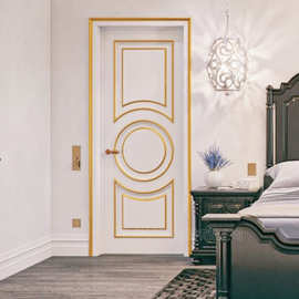 轻奢实木门描金装饰门豪华别墅大门入户门实木原木门定制门室内门