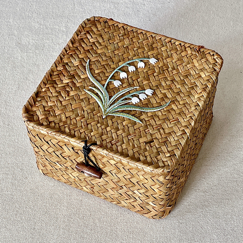 Chinese Style Woven Seaweed Hand Gift Box with Lid Wedding Wedding Bridesmaid Gift