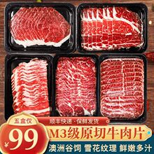 安格斯谷饲M3原切肥牛片涮火锅烧烤烤肉食材套餐肥牛卷牛肉片卷