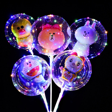 网红波波球透明带灯儿童卡通球中球发光气球闪光广场地推热卖装饰