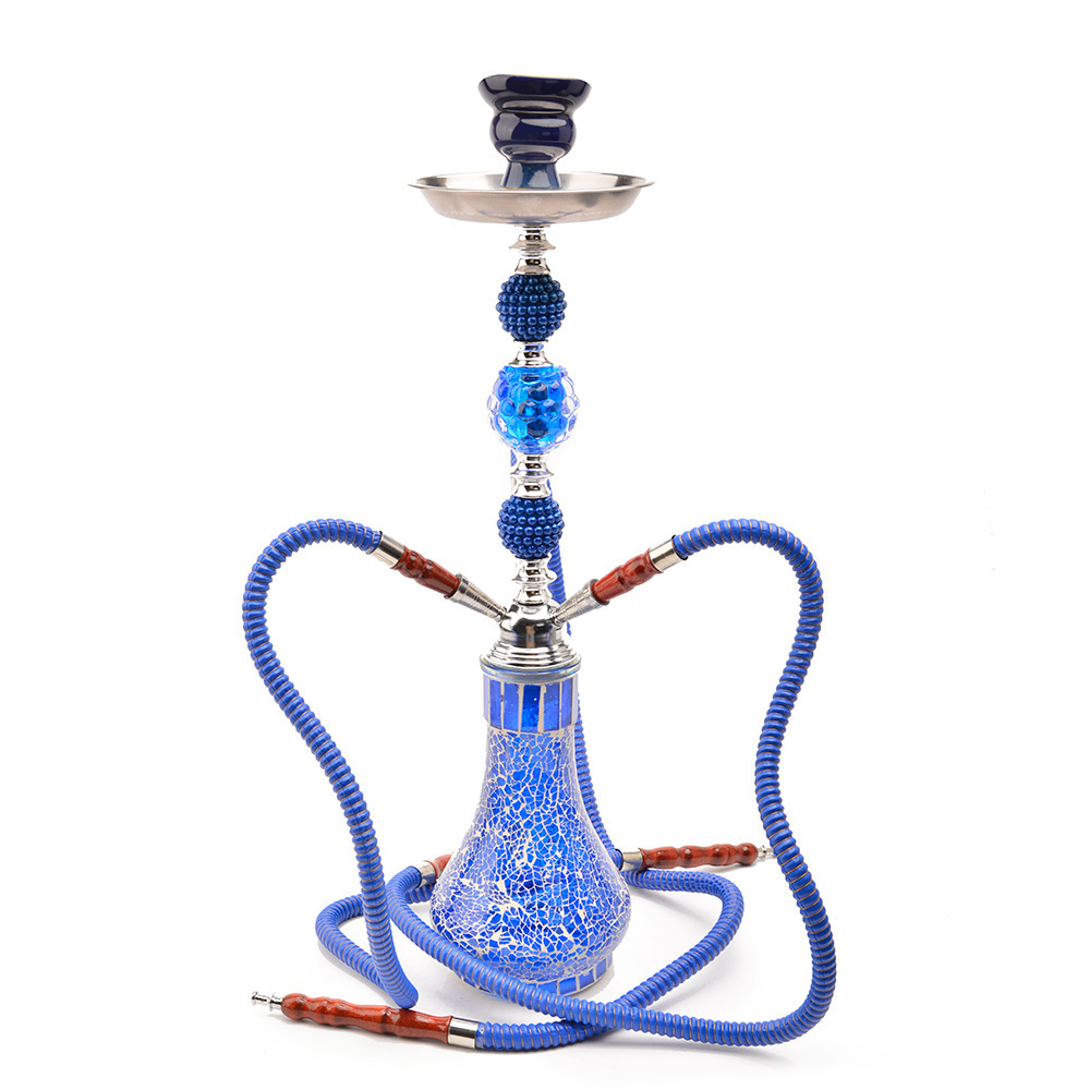 厂家批发亚马逊新款水烟壶中号三管水晶玻璃水烟斗源头水烟shisha