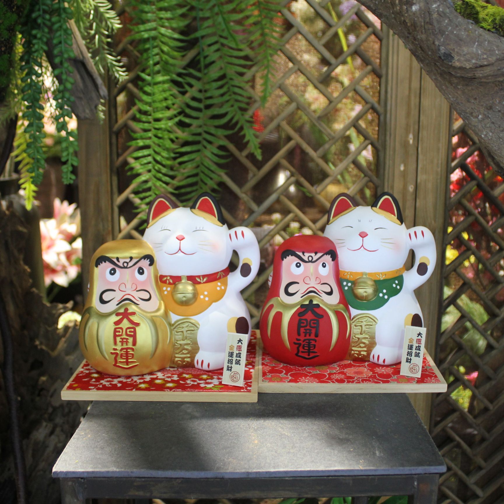 乐喵原创 8寸达摩福猫开业礼品创意家居摆件装饰品陶瓷猫招财猫