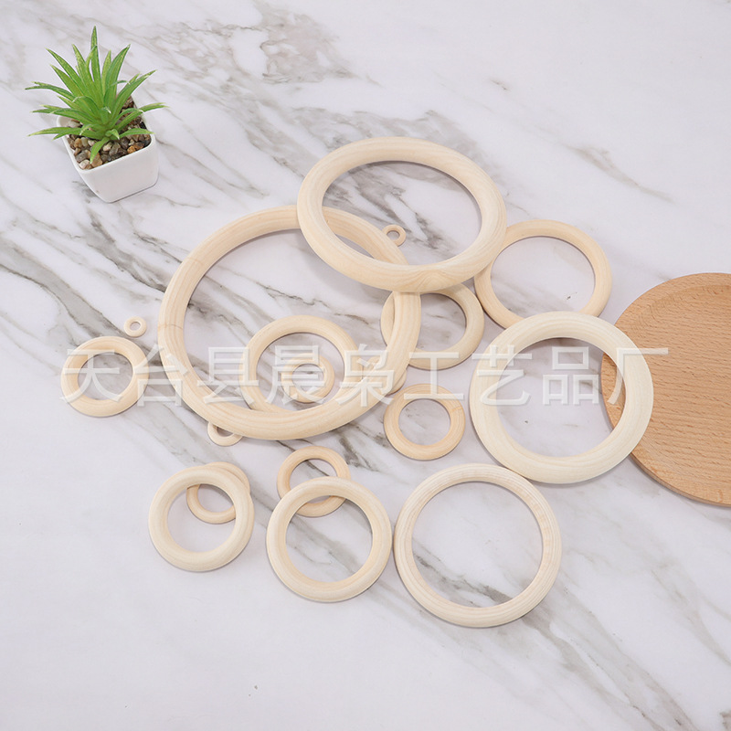 Factory Direct Sales Wood Color Wooden Ring 1.2/15cm Theaceae Pull Ring Curtain Wooden Ring Wooden Crafts Wholesale