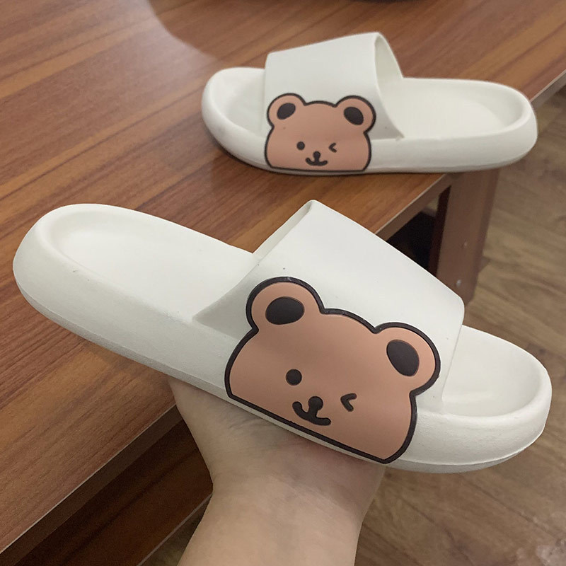 【包邮】厚底踩屎感小熊拖鞋女夏外穿ins韩版可爱卡通一字凉拖鞋
