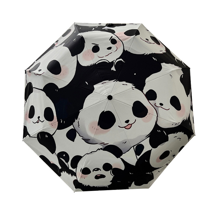 Cartoon Panda Umbrella Female Vinyl Sun Protective Uv-Proof Sun Umbrella Sunny and Rainy Dual-Use Ultra-Light Portable Folding Manufacturer