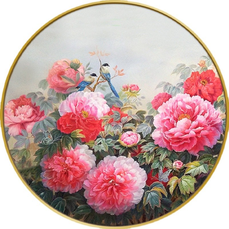 钻石十字绣花开富贵钻石画满钻新款牡丹圆形钻石绣客厅贴钻画